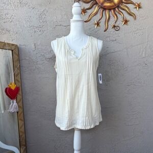 Old Navy Ivory Pintuck Sleeveless Tank Top Women's Medium Casual Summer Blouse